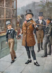 Mr Micawber Conduz David Home, ilustração de &39;Character Sketches from Dickens&39; compilada por BW Matz, 1924