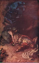 Saul e a bruxa, ilustração de imagens que ensinam a série de coroa, 1920