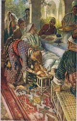 A mulher com a caixa de pomada, ilustração de "Mulheres da Bíblia", publicado pela The Religious Tract Society, 1927