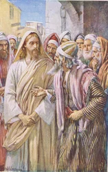A questão dos saduceus, ilustração de Harold Copping Pictures: The Crown Series, c.1920s