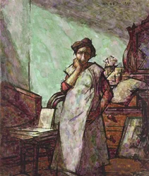 Interior com Mrs Mounter em um macacão, 1 de dezembro de 1918