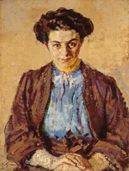 A Blusa Azul, Retrato de Elene Zompolides (1880-1958) (óleo sobre tela)