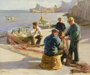 Porto de Newlyn: Remendo as Redes