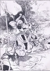 A morte do califa, ilustração deCassells História da Inglaterra, de 1900