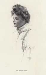 Uma personagem, a Condessa Frina Mavrodin, do romance A Princesa Moritza, de Percy Brebner (litho)