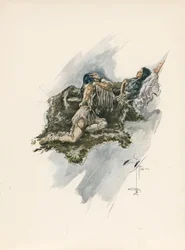 Canção de Hiawatha de Longfellow (litografia a cores)