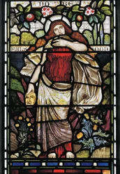 Falsidade, de Piers Ploughman, de William Langland, 1873 (vitral)