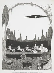 "E lá se foi ela, mal conseguindo conter a sua alegria." Ilustração para a história "Cinderela ou o sapatinho de cristal".