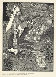 «A terra tornou-se escura, e as suas figuras passaram por mim como sombras fugidias ... Morella.» Ilustração para o conto «Morella».