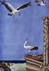A cegonha, conto de fadas de Hans Christian Andersen (1805-1875), ilustração de Harry Clarke (1890-1931)