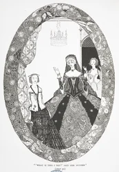 "O que é isto que estou a ver?", disse a mãe. Ilustração para a história "A Fada".