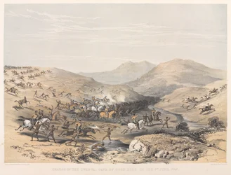 Ataque ao Gwanga, Cabo da Boa Esperança, em 8 de junho de 1846 (litografia a cores)