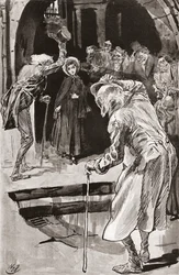 O pequeno Dorrit. Ilustração de Harry Furniss para o romance de Charles Dickens Little Dorrit, de The Testimonial Edition, publicado em 1910.