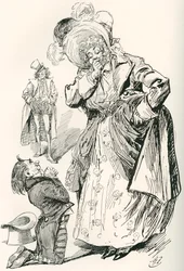Major Tpschoffki. Ilustração de Harry Furniss para uma história de Natal de Charles Dickens, Going Into Society, da The Testimonial Edition, publicada em 1910.