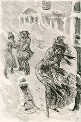Martha a Vagabunda. Ilustração de Harry Furniss para o romance de Charles Dickens David Copperfield, de The Testimonial Edition, publicado em 1910.