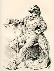 Sr. Alfred Mantalini. Ilustração de Harry Furniss para o romance de Charles Dickens Nicholas Nickleby, de The Testimonial Edition, publicado em 1910.