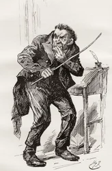 Sr. Ratazana. Ilustração de Harry Furniss para o romance de Charles Dickens Nicholas Nickleby, de The Testimonial Edition, publicado em 1910.