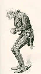 O velho Chuffey. Ilustração de Harry Furniss para o romance de Charles Dickens Martin Chuzzlewit, de The Testimonial Edition, publicado em 1910.