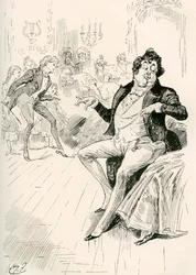 Os Turveydrops, Sénior e Júnior. Ilustração de Harry Furniss para o romance Charles Dickens Bleak House, de The Testimonial Edition, publicado em 1910.