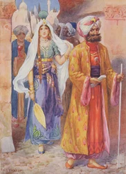 Sinbad Brings Gifts to the Caliph, ilustração de "Children