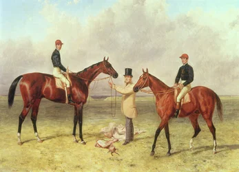 L a R Lord Lyon, vencedor do Derby, St. Leger e 2.000 guinéus; Elland, Vencedor do Ascot Gold Vase, propriedade de Sir R. Sutton, treinado por James Dover, 1866
