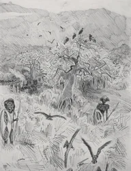 Masai Camp, c.1884 (caneta no papel)
