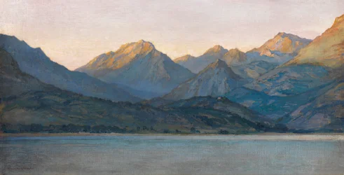 Boa noite, os Alpes Marítimos de Cap-Martin (óleo sobre tela)