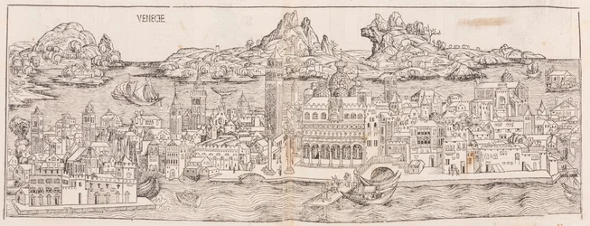 Reimpressão de 1930 da vista de Veneza da Crónica de Nuremberga (cortada)