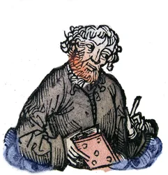 Retrato de Juvenal (Decimus Iunius Iuuenalis) (Decimo Giunio Giovenale) Poeta satírico latino do final do século I. Xilografia de "Crónicas de Nuremberga" de Hartmann Schedel