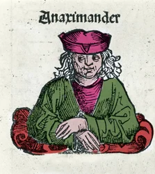 Representação de Anaximandros ou Anaximander De Miletus (610 - 547 AC), filósofo grego, matemático e astrônomo Xilogravura de "Crônicas de Nuremberg" de Hartmann Schedel