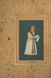 Retrato de Mulla Muhammad Khan Vali de Bijapur, fólio do álbum Shah Jahan, reto: ca. 1620