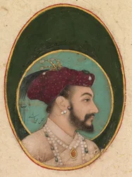 Shah Jahan, c.1630 (aguarela opaca, tinta e ouro sobre papel)