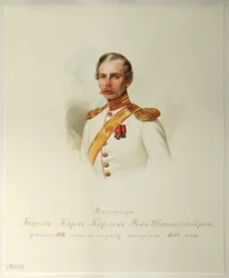 Retrato do Barão Karl Karlovich von Stackelberg 1816-1887 Do Álbum da Guarda Imperial do Cavalo, 1846-1849