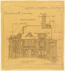 Fachada posterior, Castel d&39;Orgeval, Parc Beauséjour, perto de Paris - Elevation