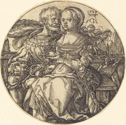 Um casal de amantes sentados, 1529.