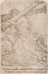 Hércules carregando as colunas de Gades, da série:  Os Trabalhos de Hércules (12)