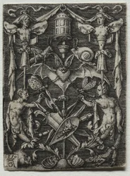 Design de ornamento com um morcego no centro