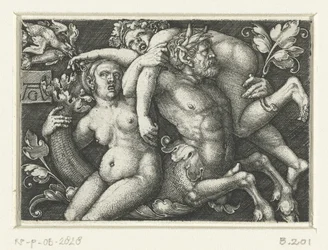 Ornamento com tritão e duas nereidas