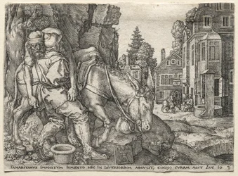 A Parábola do Bom Samaritano: O Bom Samaritano Colocando o Viajante no Burro, 1554.
