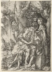 A história de Lot: Lot com suas filhas, 1555.