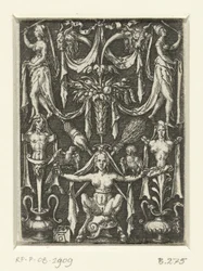 Decoração plana com grotescos