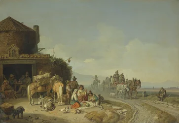 Viajantes antes de uma pousada na estrada