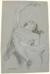 Homem nu, visto "de sotto in su". Estudo para figura na pintura de teto