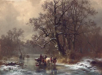 Madeireiros em uma hidrovia congelada, 1873