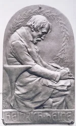 Medalhão de retrato de Heinrich Heine (1797-1856) (bronze) (foto bw)