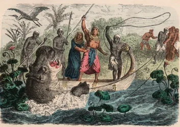 Antigo Egipto: faraó a caçar hipopótamo, 1866