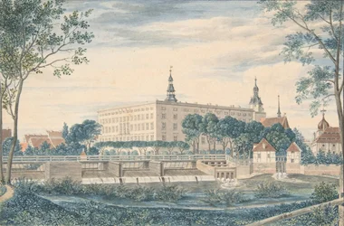 Vista do Castelo Dessau do leste, 1820.