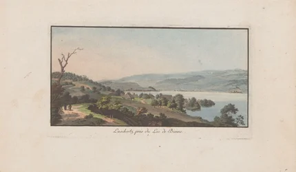 Vista de Lüscherz no Lago Bienne
Luschertz, près du Lac de Bienne (título sobre o objecto)
Landscapes in Switzerland (título da série)
Sammlung einiger Aussichten in der Schweiz (título da série)