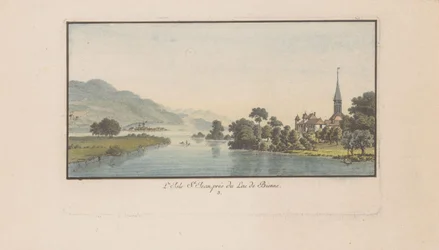 Vista de St. Petersinsel no Bielersee L