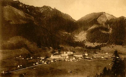 Ettal Abbey do sul, Baviera, Alemanha, c1922.